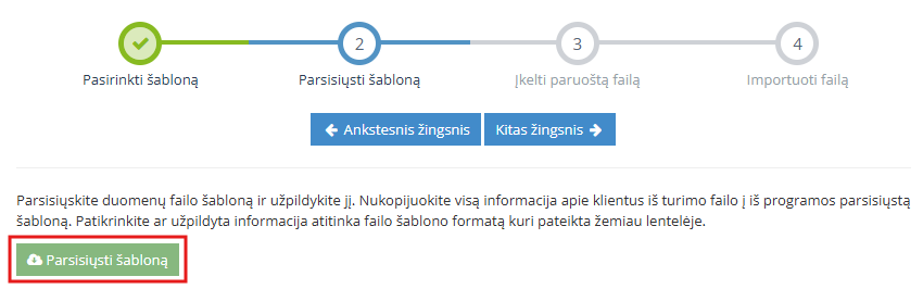 Excel šablono parsisiuntimo
